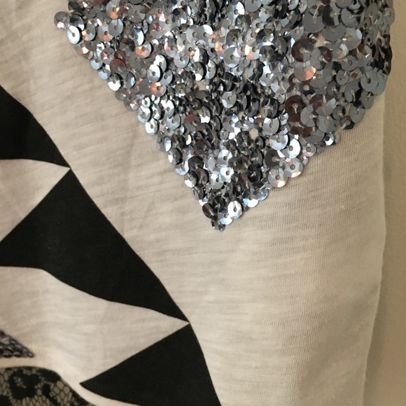 NWOT S Express Top w/ Sequins & Lace detail - Picture 7 of 7